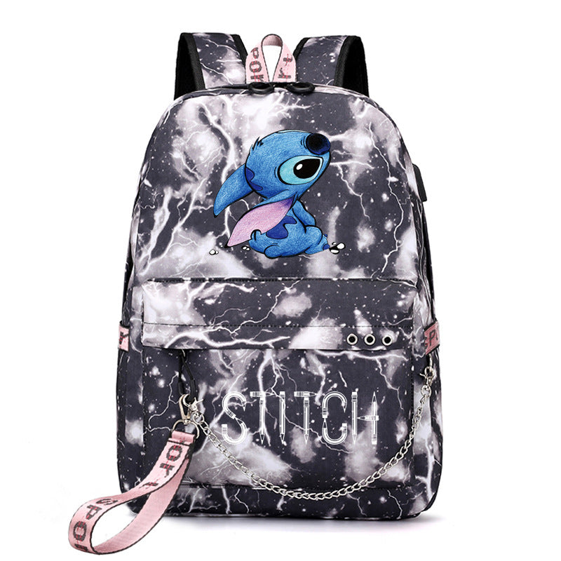 Star Stitch Pattern Iron Chain Ribbon Backpacks