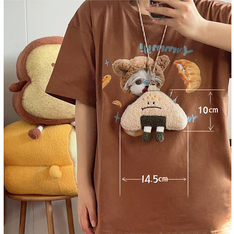 Fan Cartoon Cute Expression Rice Ball Crossbody Bags