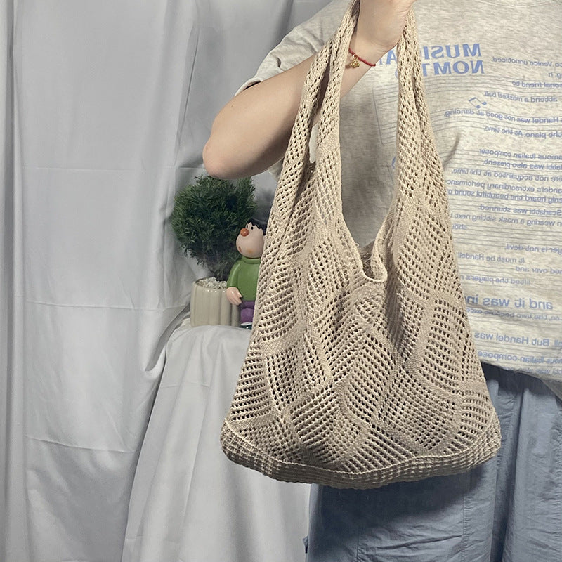 Women's Hollow Knitted Vacation Weaving Large Capacity Seaside Women's Shoulder Bag