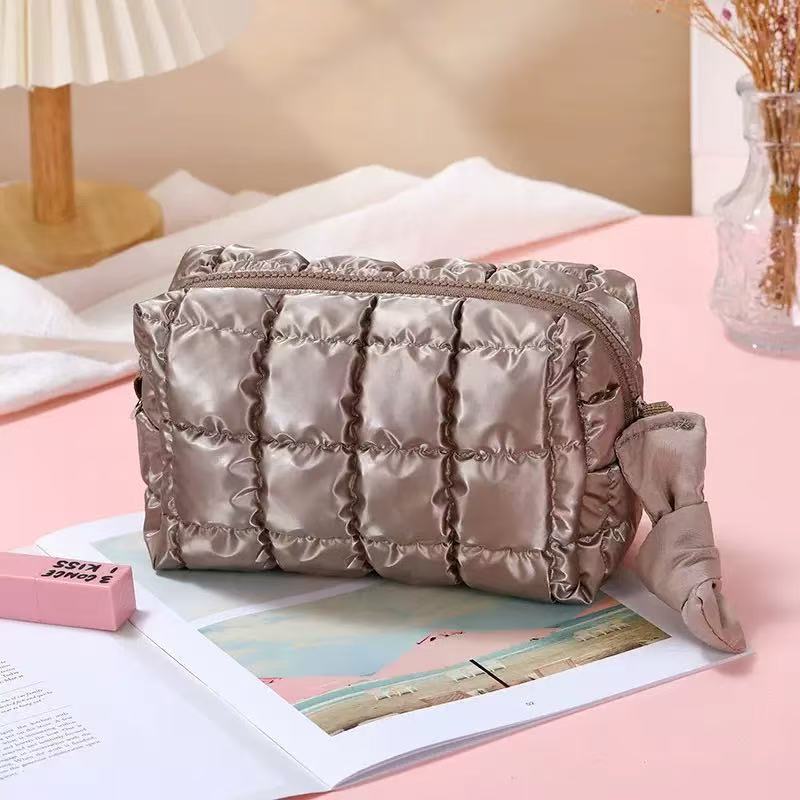 Embroidered White Storage Space Cotton Jacket Makeup Bag