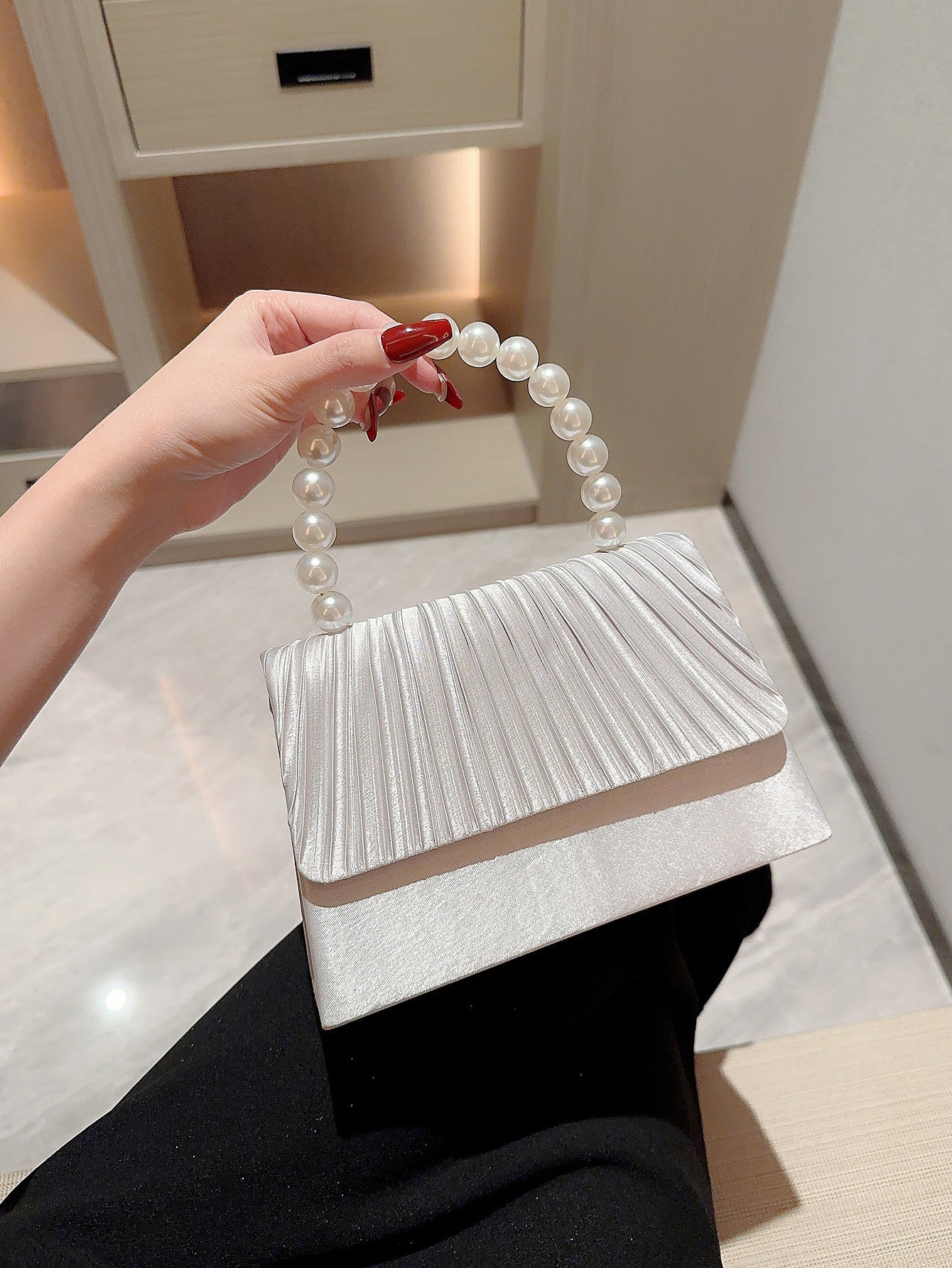 String Of Pearls Dress Elegant Pleated Handbags