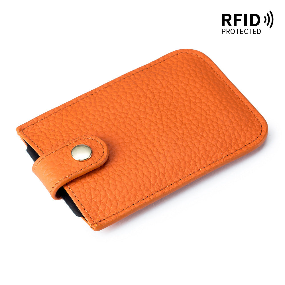 Women's Laminated Pull-out Genuine Leather Portable Compact Card Holder