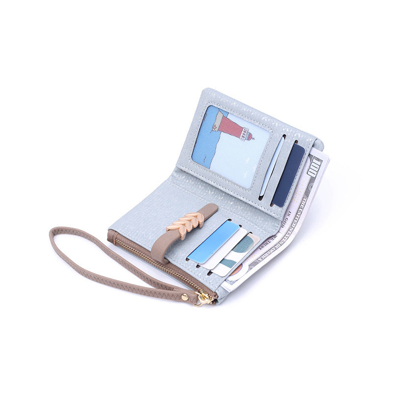 Women's Fresh Printed Two Fold Hasp Zipper Cute Good-looking Short Ladies Wallet