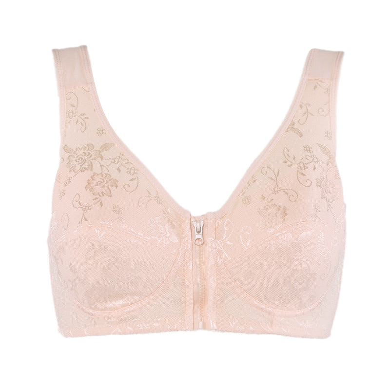 Women's Zipper Thin Lace Breathable Purified Cotton Everyday Bras