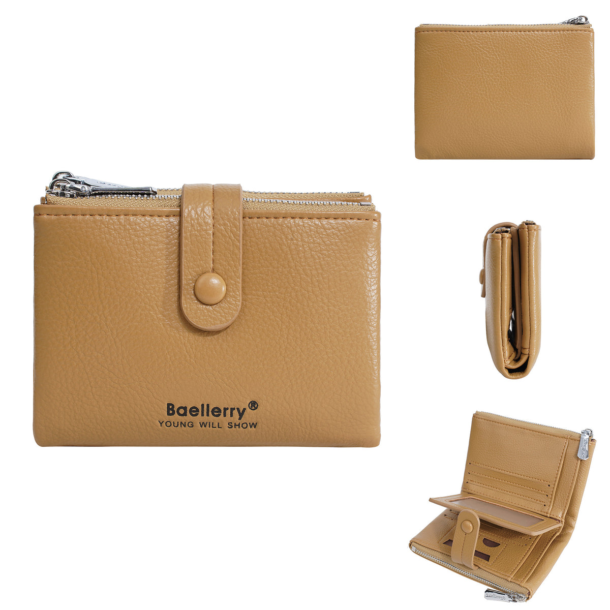 Women's Zipper Multiple Slots Large Capacity Short Ladies Wallet