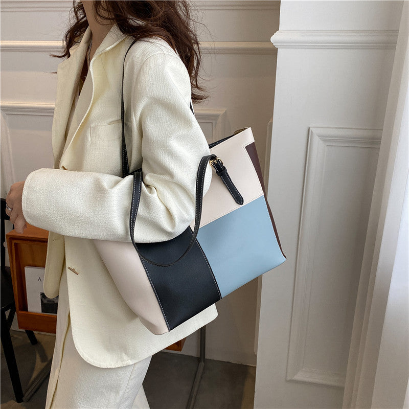 Women's Fashion Stitching Candy Color Western Style Soft Surface Handbags