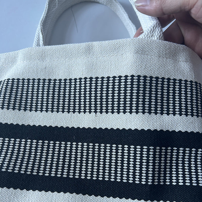 Retro Artistic Striped Contrast Color Woolen Women's Shoulder Bag