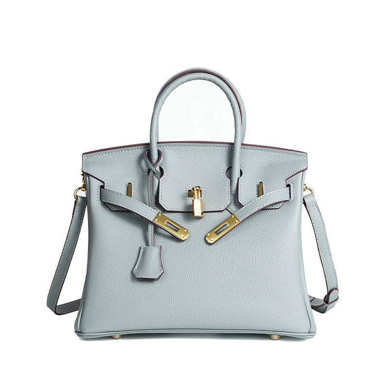 Women's Line First Layer Cowhide Handmade Litchi Grain Handbags