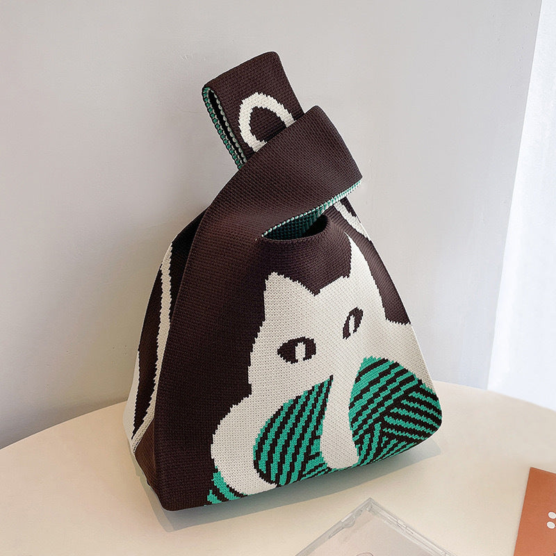 Women's Handmade Cute Animal Versatile Knitted Handbags