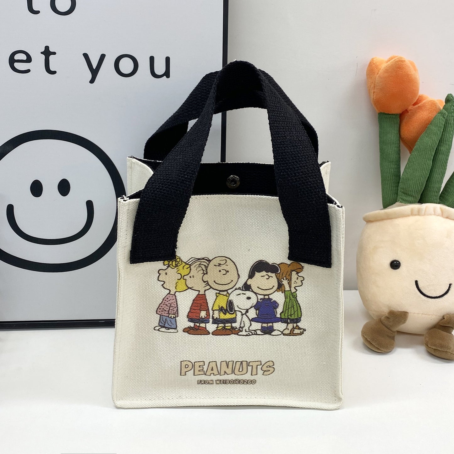 Women's Cartoon Hand-held Large Capacity Shopping Lunch Handbags