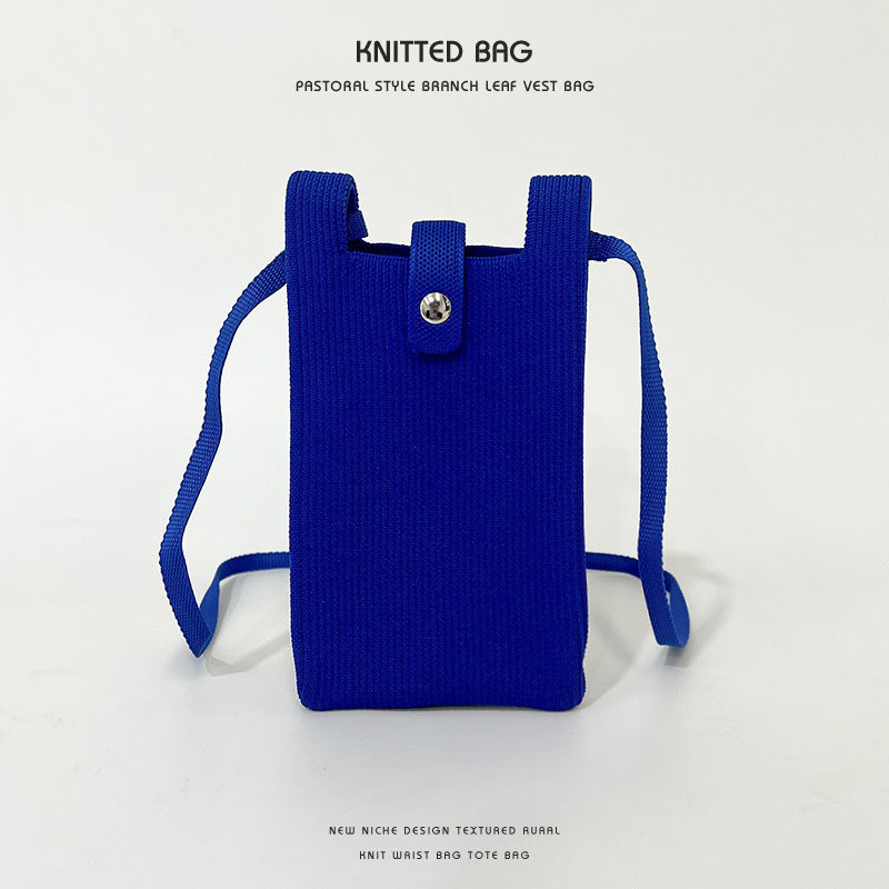 Elegant Solid Color Niche Knitted Korean Phone Bags