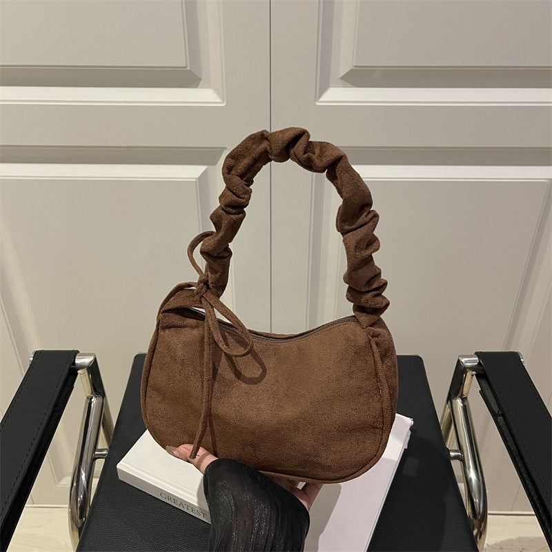 Women's Color Simple Suede Elegant Underarm Crescent Women's Shoulder Bag