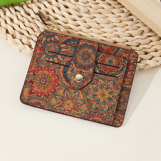 Classy Retro Exquisite Portugal Cork Zip Card Holder