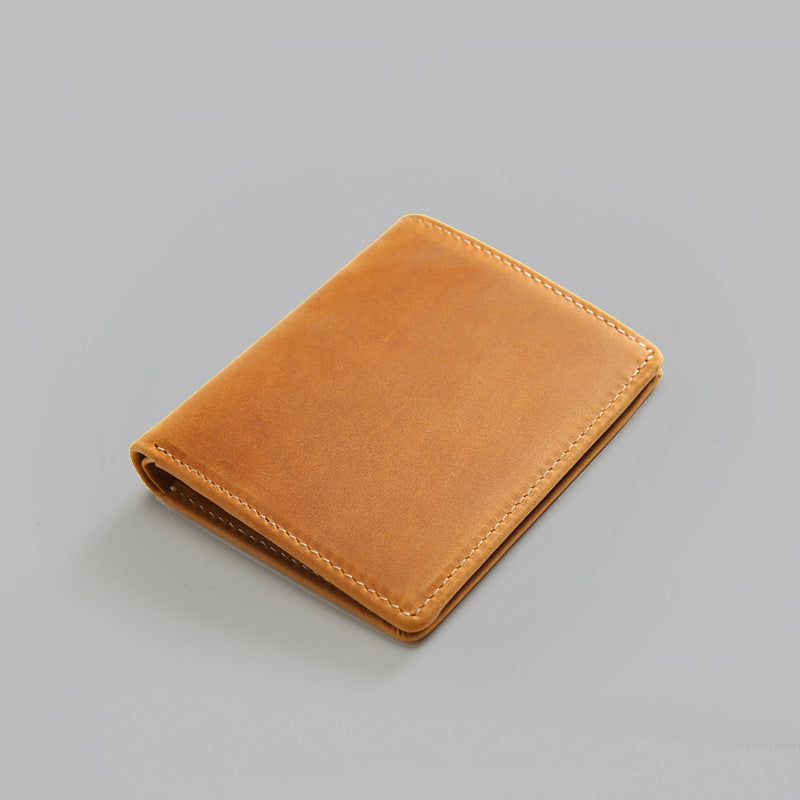 Men's Layer Cowhide Two Fold Simple Retro Genuine Leather Driving License Men's Wallet