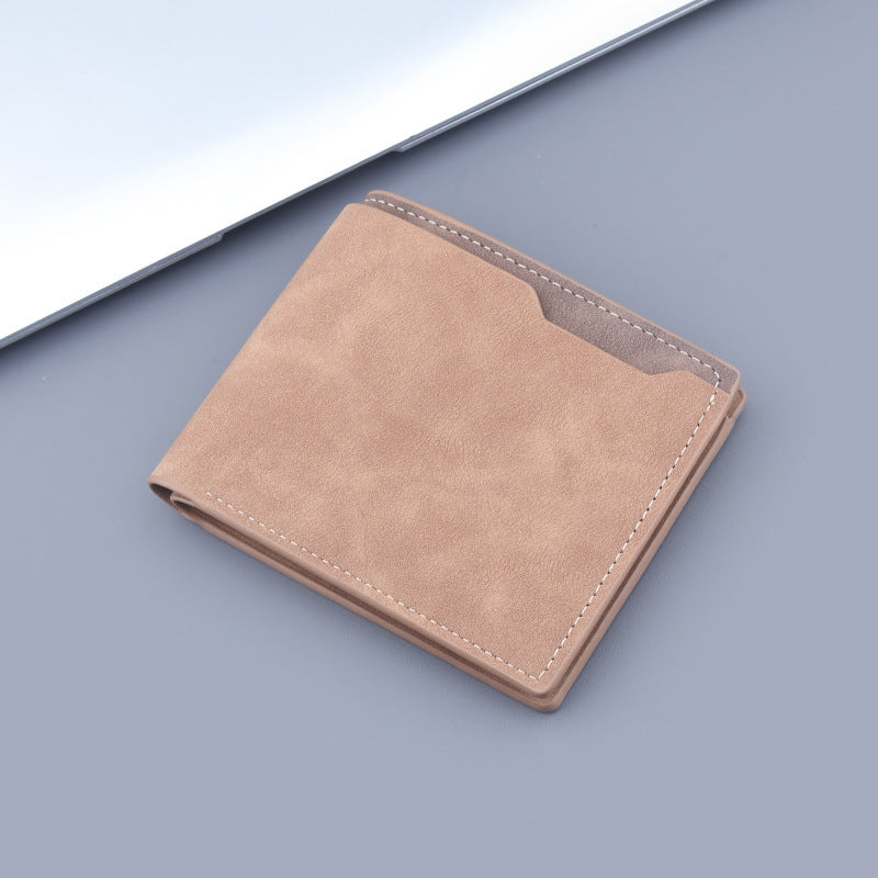 Men's Two Fold Half Frosted Soft Leather Men's Wallets