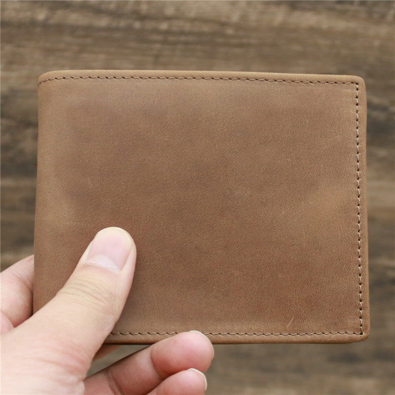 Men's Leather Crazy Horse Cowhide Vintage Dark Men's Wallets