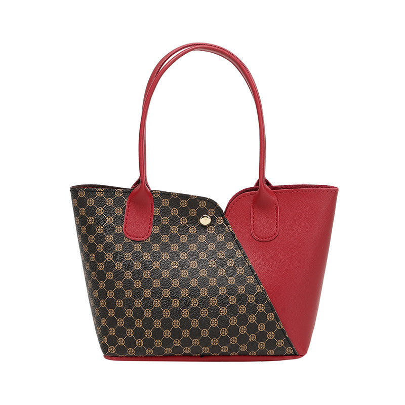 Women's Contrast Stitching Hand Holding Single Handbags