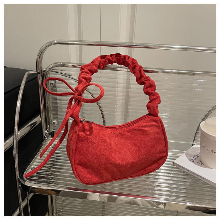 Women's Color Simple Suede Elegant Underarm Crescent Women's Shoulder Bag
