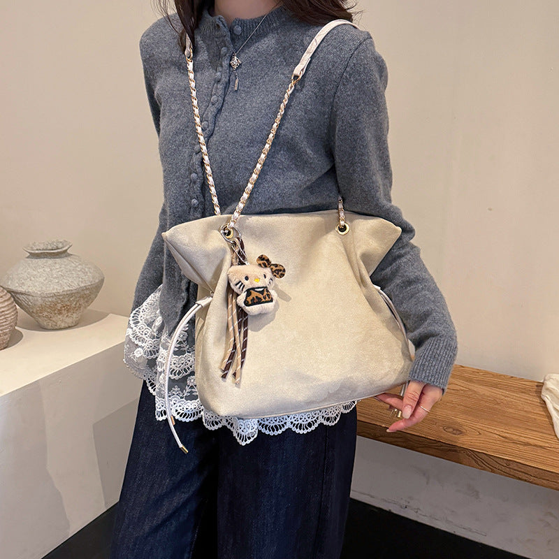 Women's Commuter Large Capacity Suede Vintage Trendy Underarm Drawable Women's Shoulder Bag