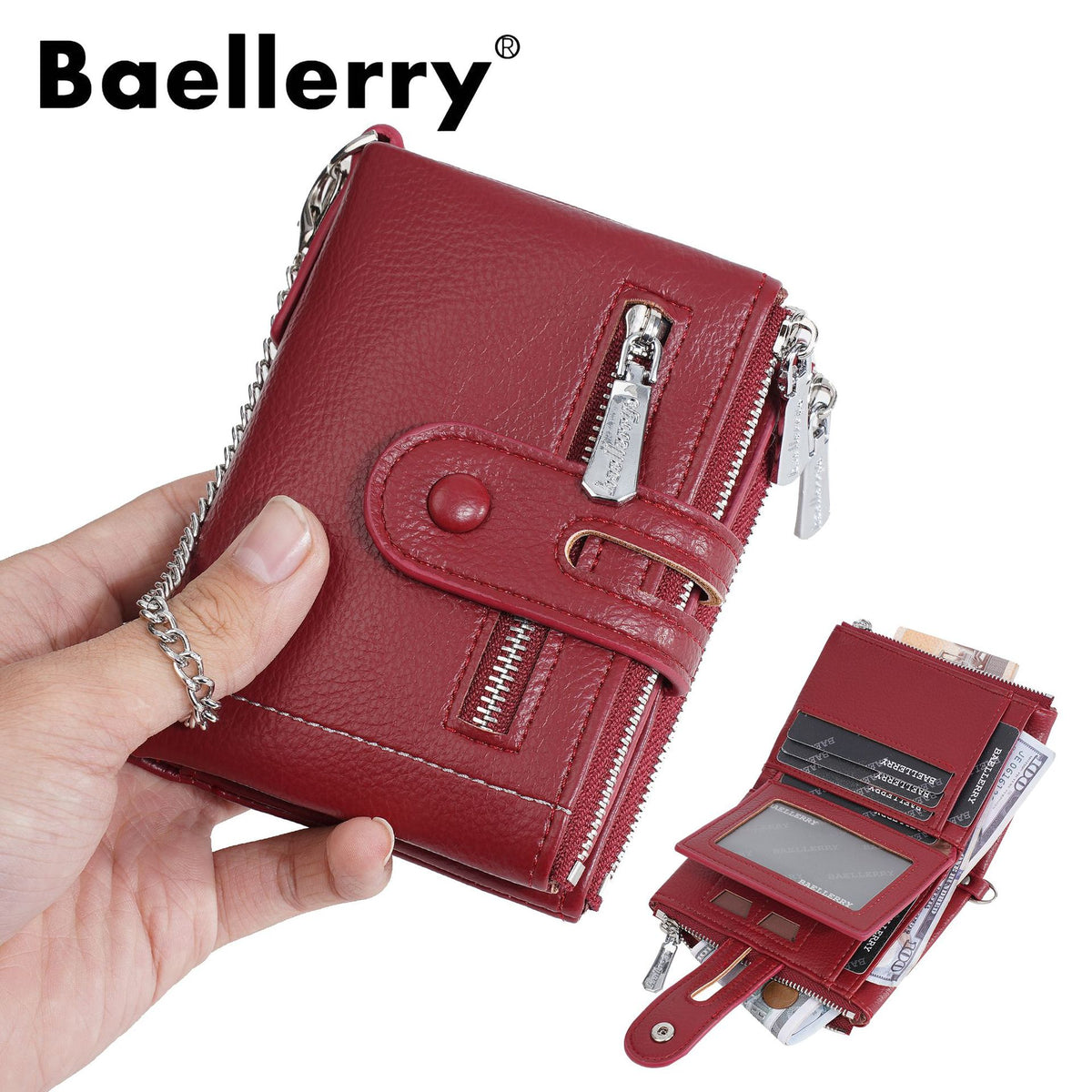 Women's Short High-grade Multi Slots Zipper Soft Ladies Wallet