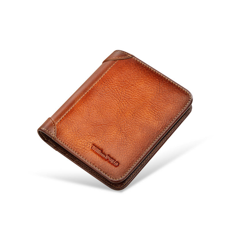 Men's Paul Short Genuine Leather Cowhide Three-fold Men's Wallet