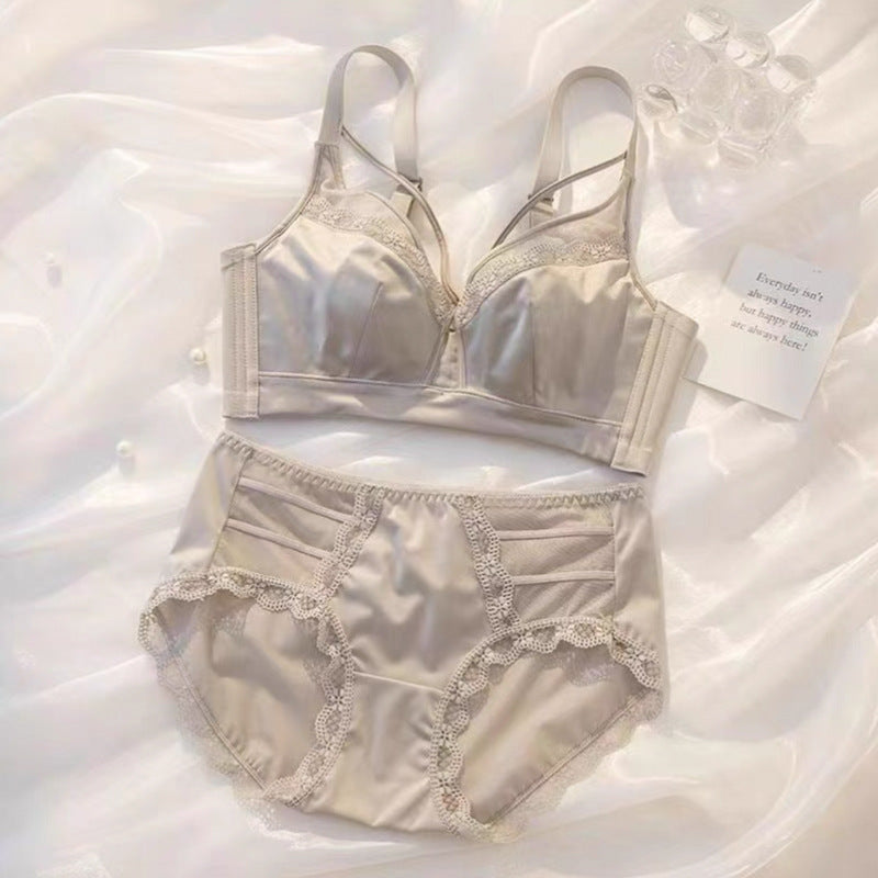 Women's Rabbit Mug Push-up Thin No Wire Accessory Breast Lingerie Sets