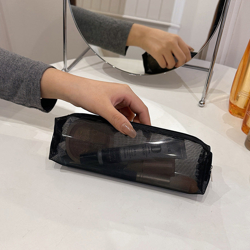 Triangle Mesh Portable Clear Eyebrow Pencil Brush Mini Makeup Bag