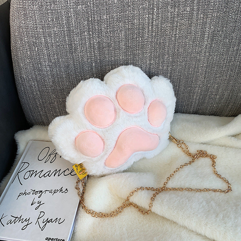 Women's Cat's Paw Plush Exquisite Chain Korean Style Cute Women's Shoulder Bag