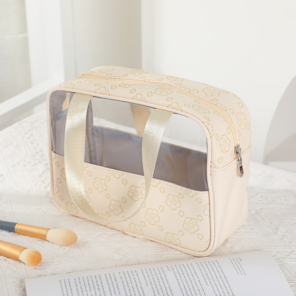 Women's Large Capacity Retro Embossing Storage Portable Outing Makeup Bag