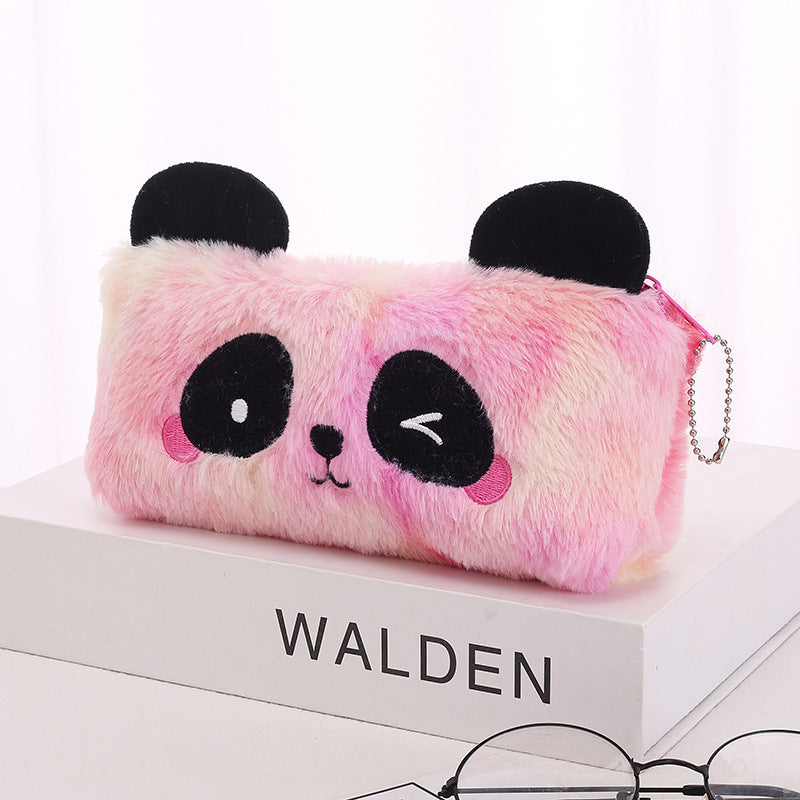 Lesser Panda Gradient Plush Zipper Pencil Creative Bags