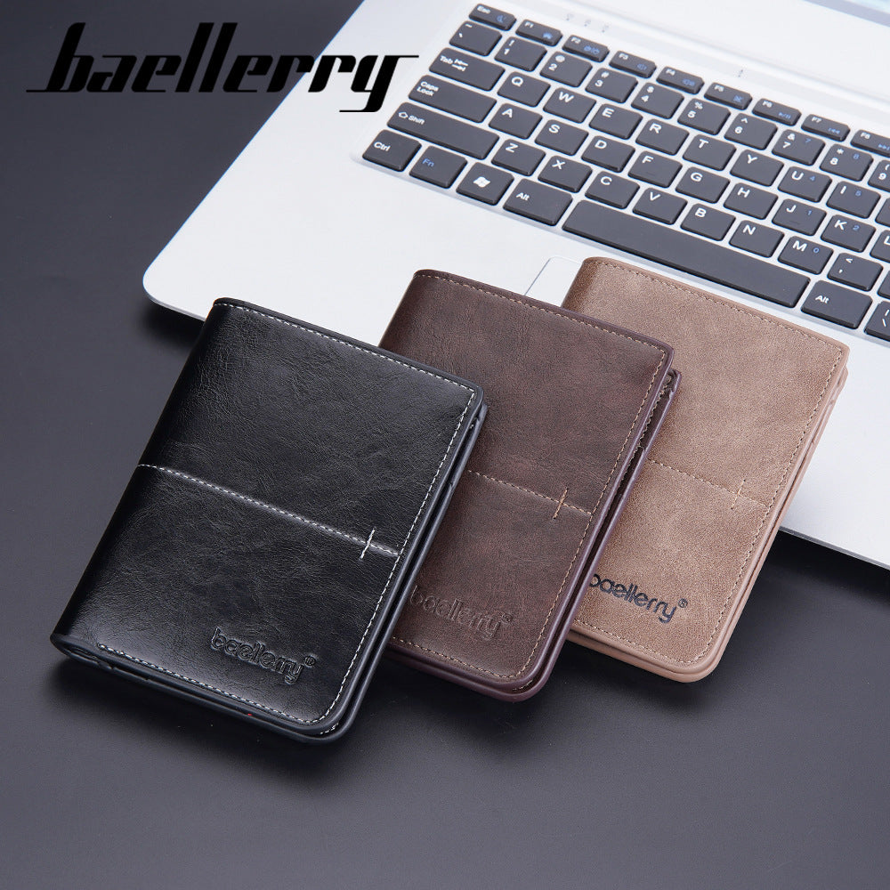 Men's Short Simple Snap Zipper Horizontal Vertical Men's Wallets