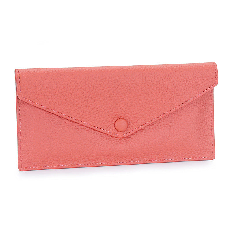 Women's First Layer Cowhide Long Leather Large Ladies Wallet
