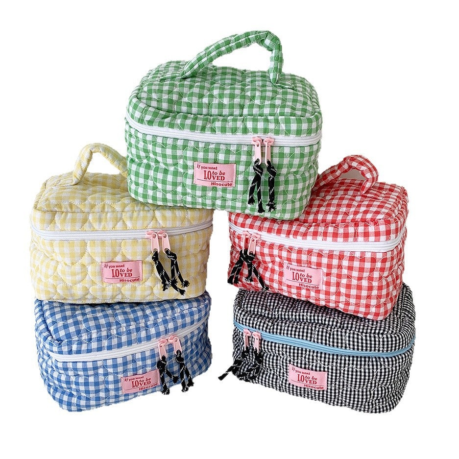 Portable Large Capacity Color Plaid Storage Bags