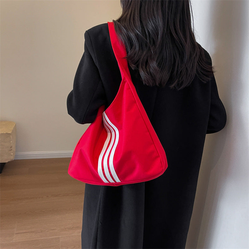 Women's Color Three Bars Simple Lightweight Underarm Large Bags