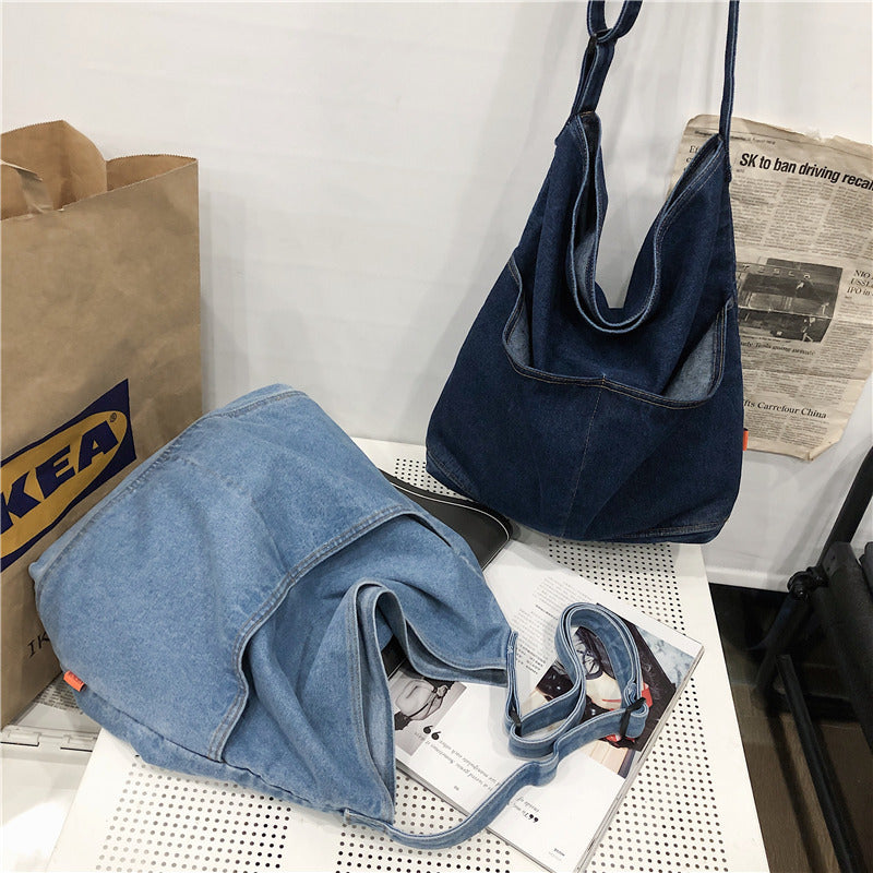 Women's Style Denim Canvas Korean Retro College Leisure Shopping Backpacks