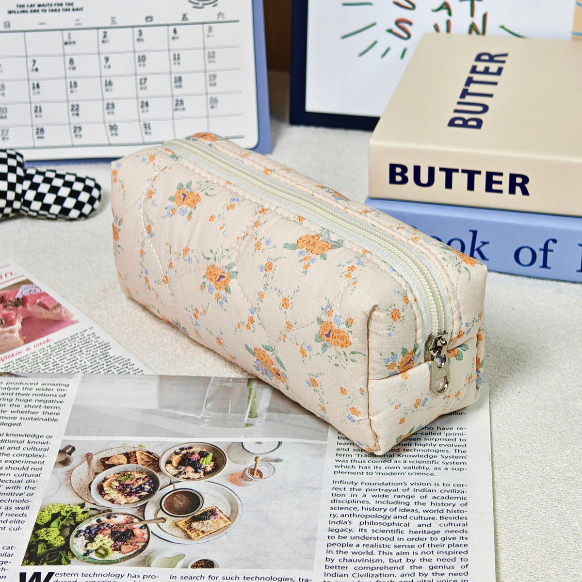 Wind Large Capacity Fabric Bow Printing Buggy Minority Simple Stationery Bags