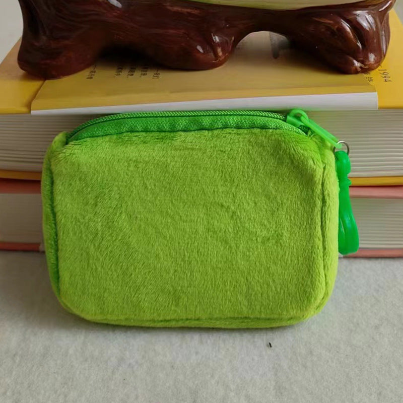 Glamorous Color Candy Plush Earphone Simple Coin Purses