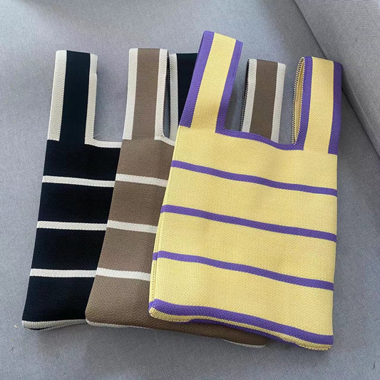 Woolen Yarn Fashion Simple Horizontal Bar Handbags