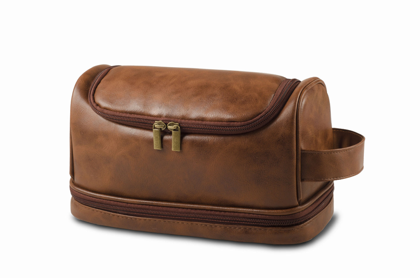 Men's Simplicity Leather Cosmetics Storage Convenient Neutral Wash With Hook Cosmetic Bags