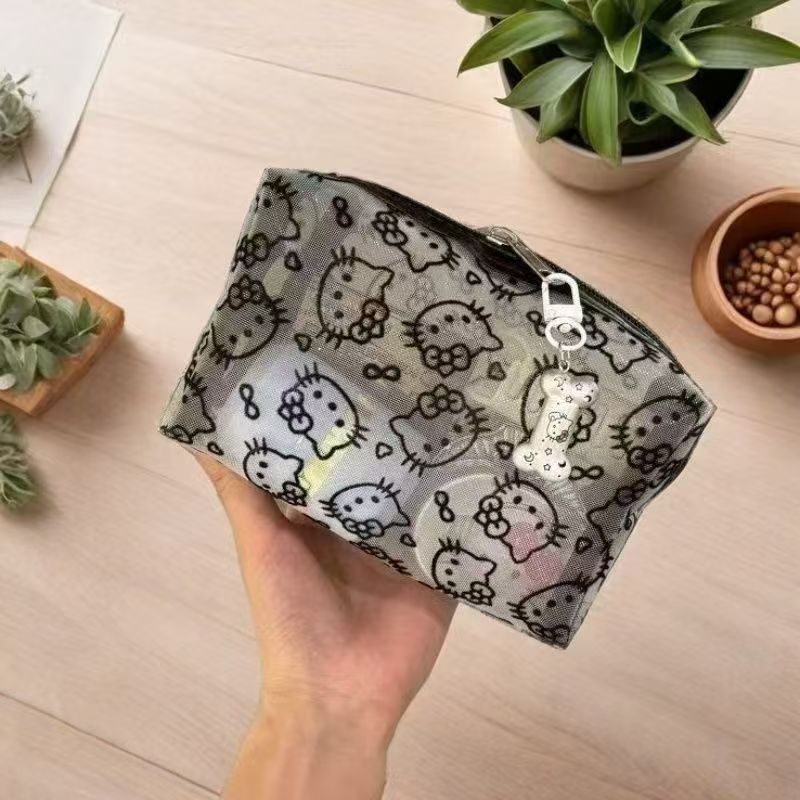 Cute Mesh Daily Portable Data Cable Makeup Bag