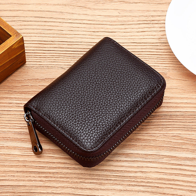 Women's & Men's & Cowhide Expanding Swiping Large Capacity Card Holder