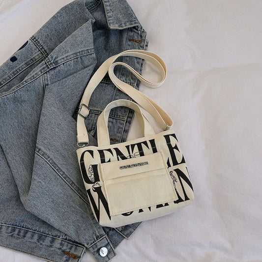 Thailand Design Canvas Contrast Color Letters Shoulder Bags