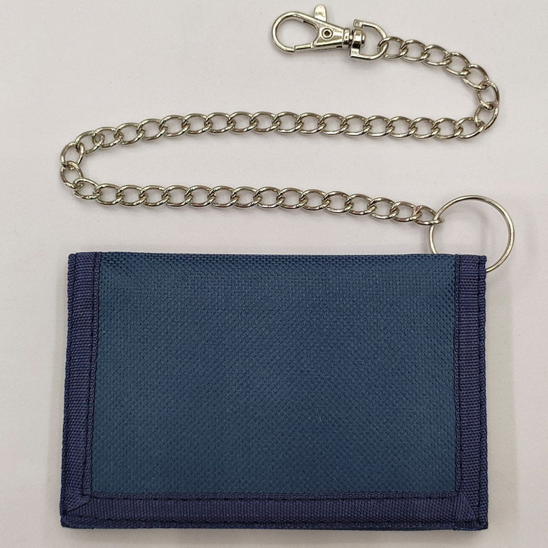 Men's Folding Chain Black Three-fold Zipper Purses