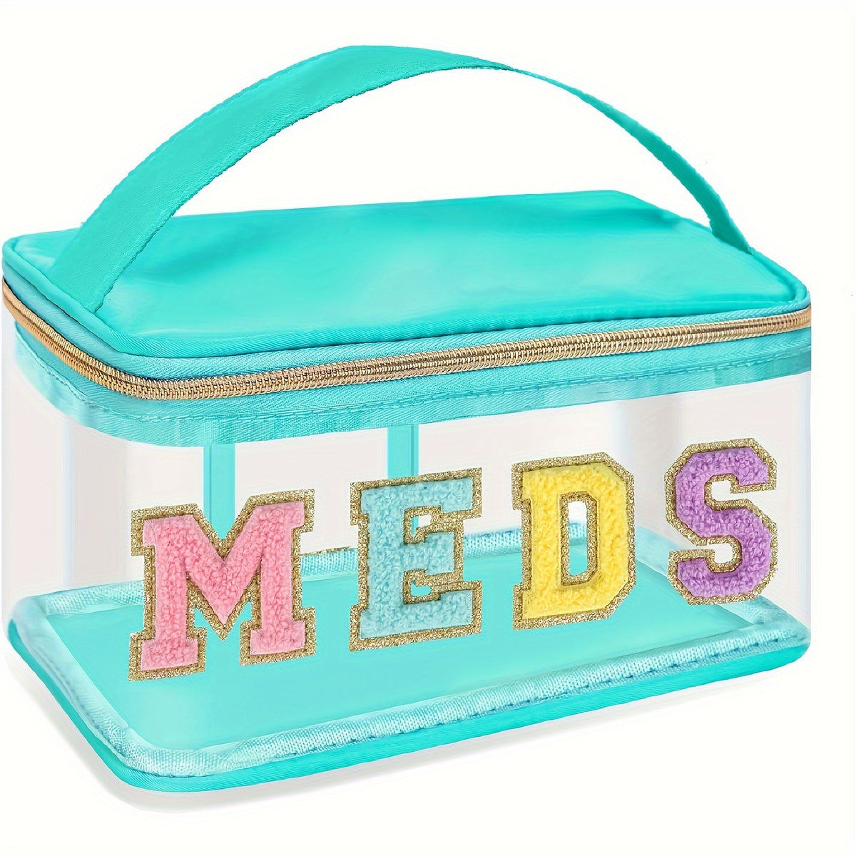 Transparent Hand Embroidered Letter Portable Cosmetics Bags