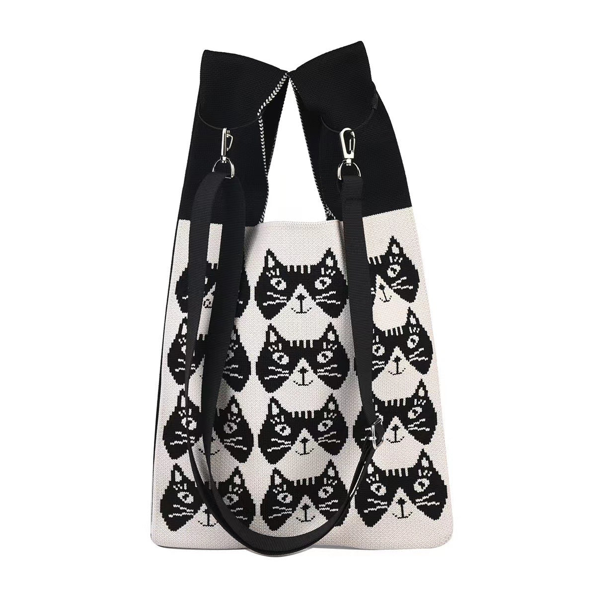Versatile Cartoon Cat Hand Vest Knitted Handbags