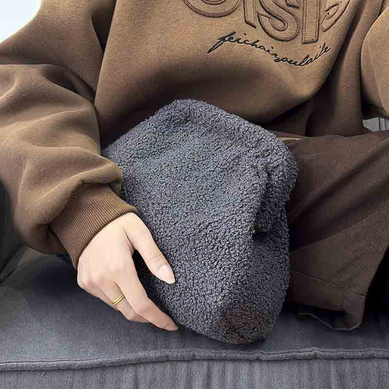 Soft Teddy Plush Toiletry Zipper Powder Cosmetic Bags