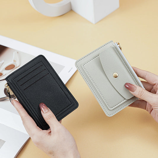 Women's Multifunctional Short Chic Simple Zipper Hasp Card Holder