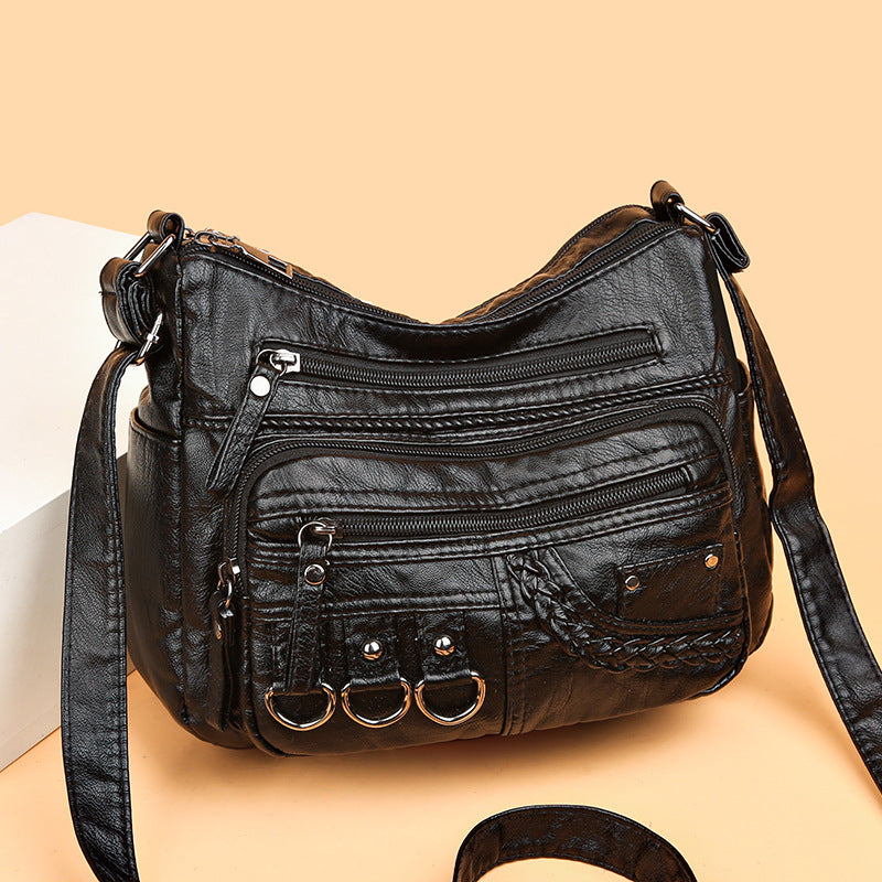 Women's Spring Mom Washed Soft Leather Pouches Bags
