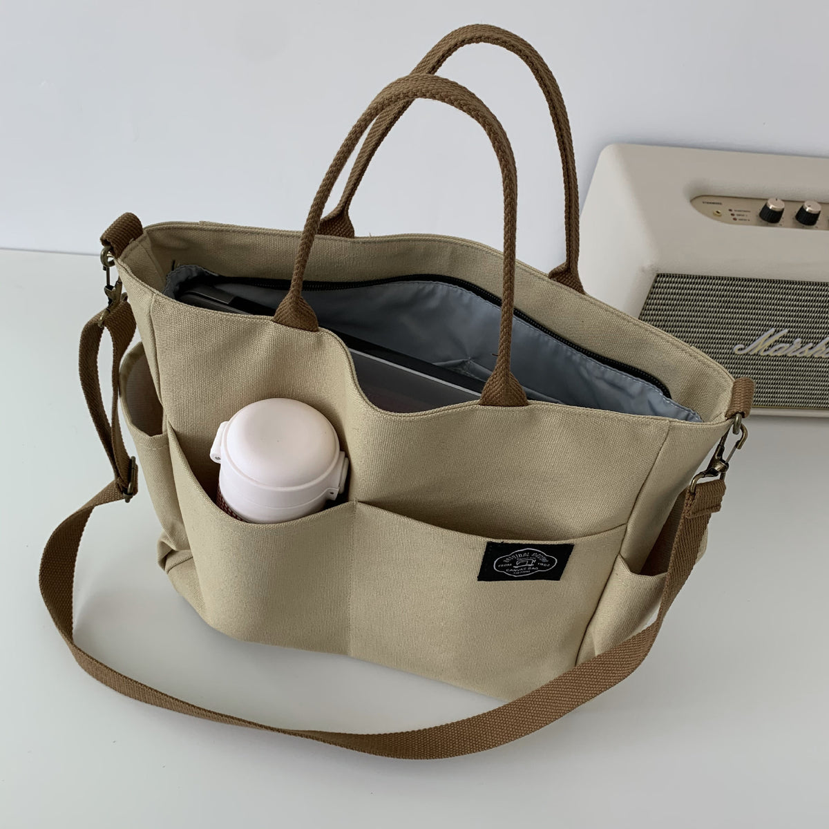 Homemade Zippers Retro Thickened Canvas College Bags
