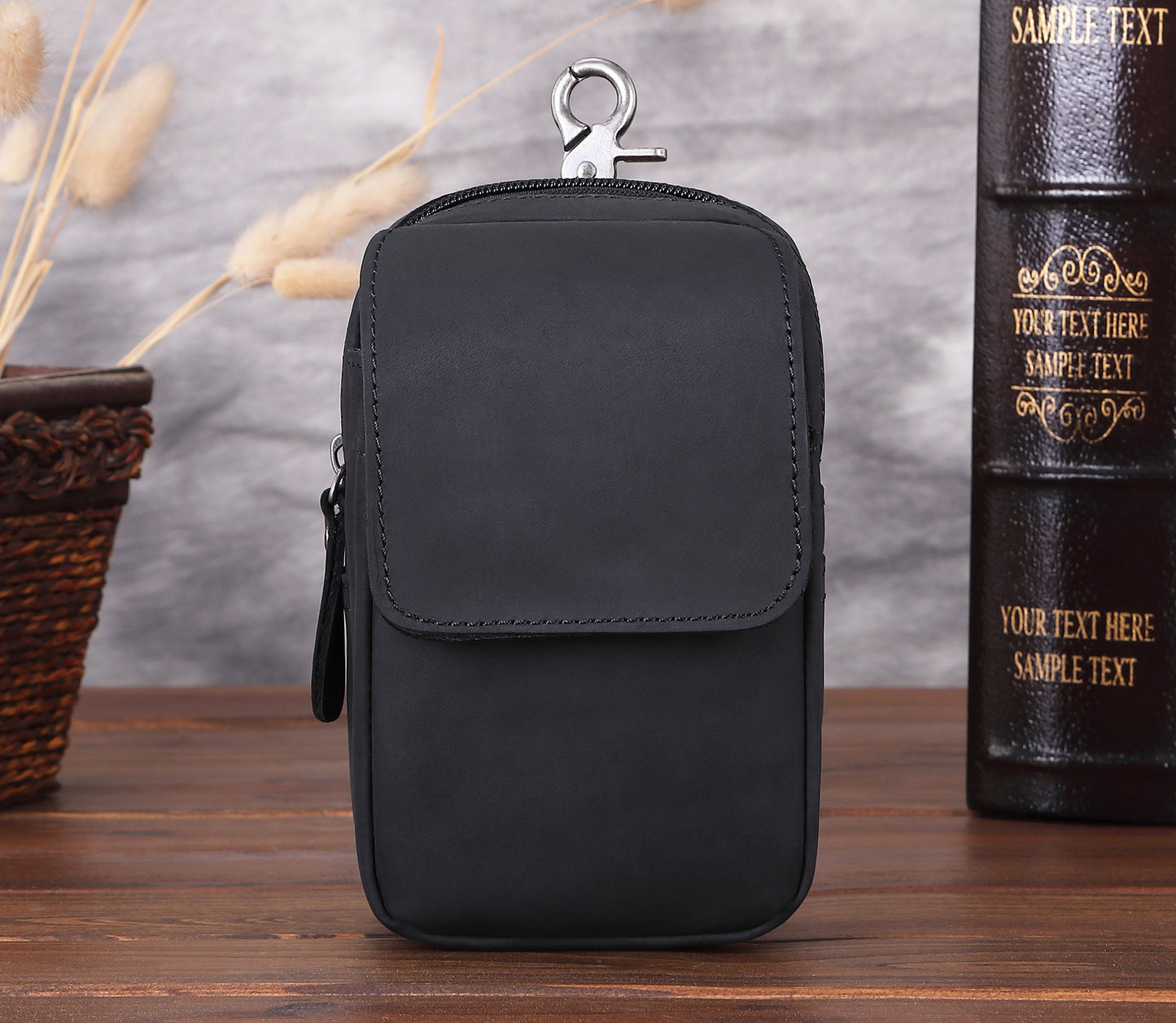 Men's Leather Crazy Horse Mobile Retro Men's Waist Packs